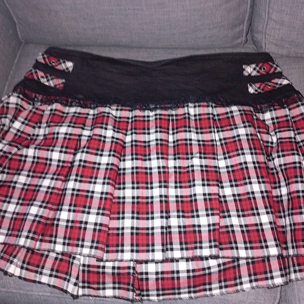 Tripp NYC Black and Red Plaid A-Line Skirt